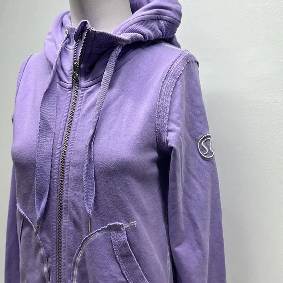Lululemon Y2K Flashback Jacket Full Zip Hooded Hoodie Sweatshirt Purple Gray 4 - Picture 3 of 10